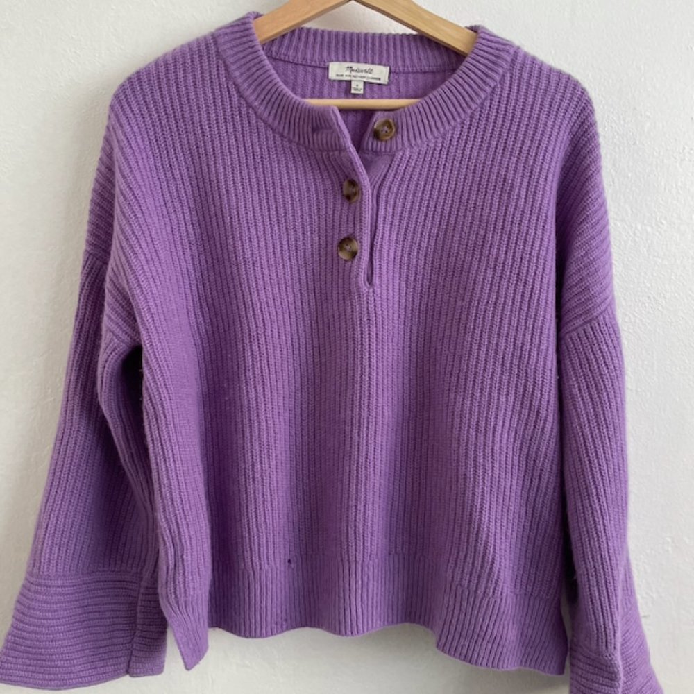 Madewell (Re)sourced Cashmere Ribbed Henley Sweater